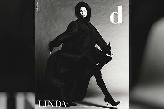 Супермодель 90-х Линда Евангелиста снялась в черном плаще