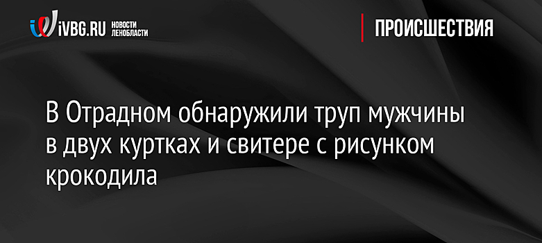 В Отрадном обнаружили труп мужчины в двух куртках и свитере с рисунком крокодила