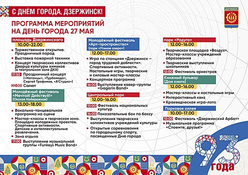 Семь праздничных площадок ждут жителей и гостей Дзержинска в День города