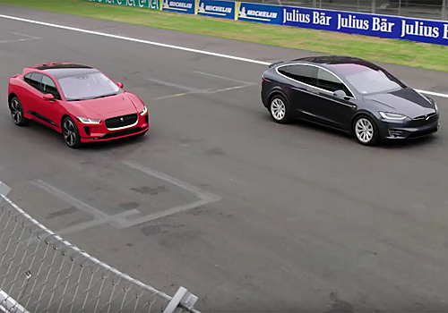 Электрокроссовер Jaguar сразился в гонке с Tesla Model X