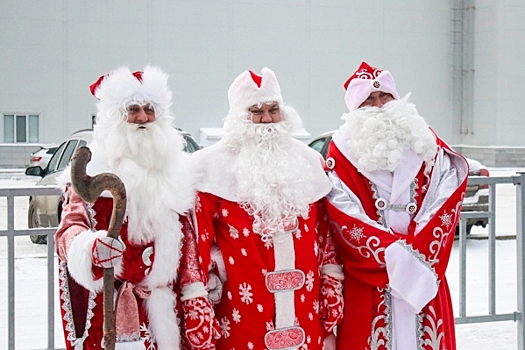 Десятки Дедов Морозов прошли парадом по центральным улицам Ряжска