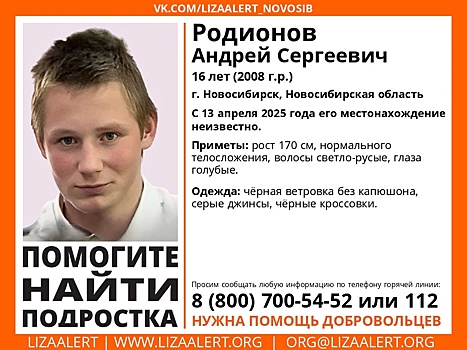 В Новосибирске уже третий день разыскивают 16-летнего подростка