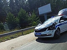 Патрульная машина пострадала в аварии на улице Дубравной в Нижнем Новгороде