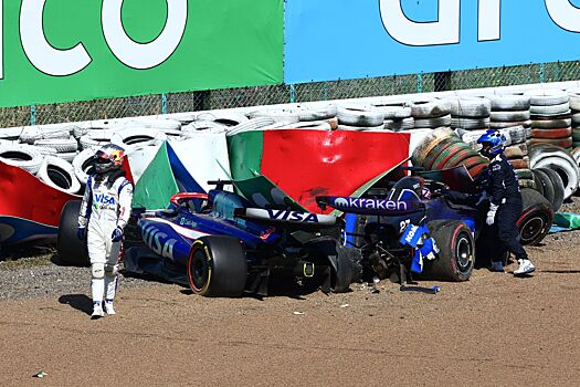 Авария гонщика Уильямса Александера Албона на Гран-при Японии Формулы-1, разворот Логана Сарджента