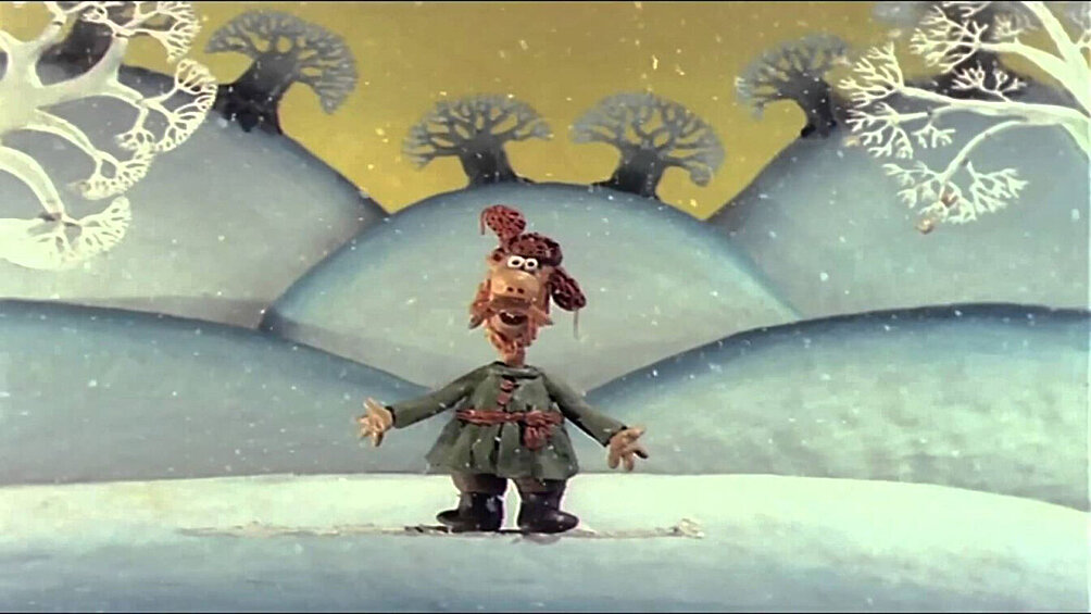 «Падал прошлогодний снег» (1983). Жена посылает мужика за елкой на Новый год. Герой путается в странном лесу чудес и новогодних мечтаний. 