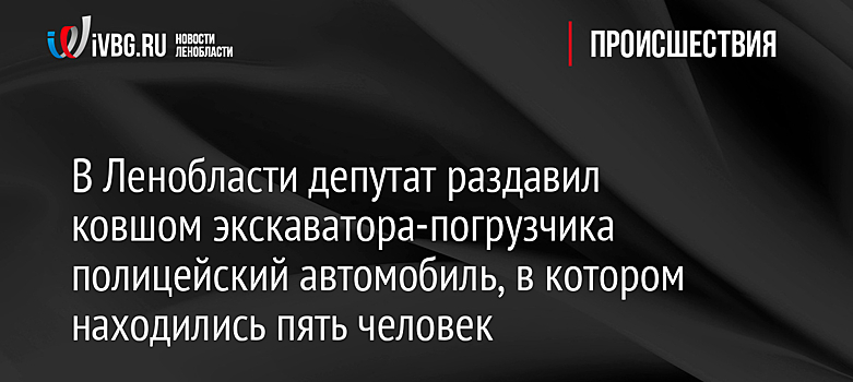 В Ленобласти депутат раздавил ковшом экскаватора-погрузчика полицейский автомобиль, в котором находились пять человек