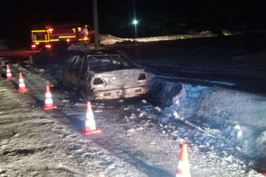 В Омской области водитель выехал на обочину и сгорел в своем автомобиле