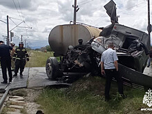 В Северной Осетии столкнулись локомотив и «КамАЗ»