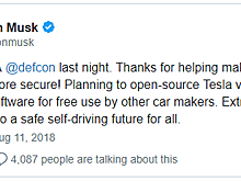 Tesla откроет исходный код систем безопасности автомобилей