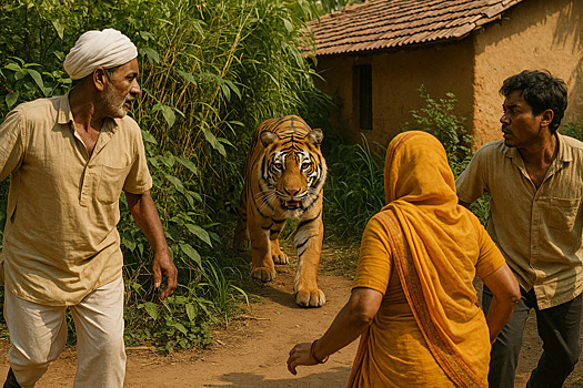 Тигр напал на нескольких фермеров и ранил человека