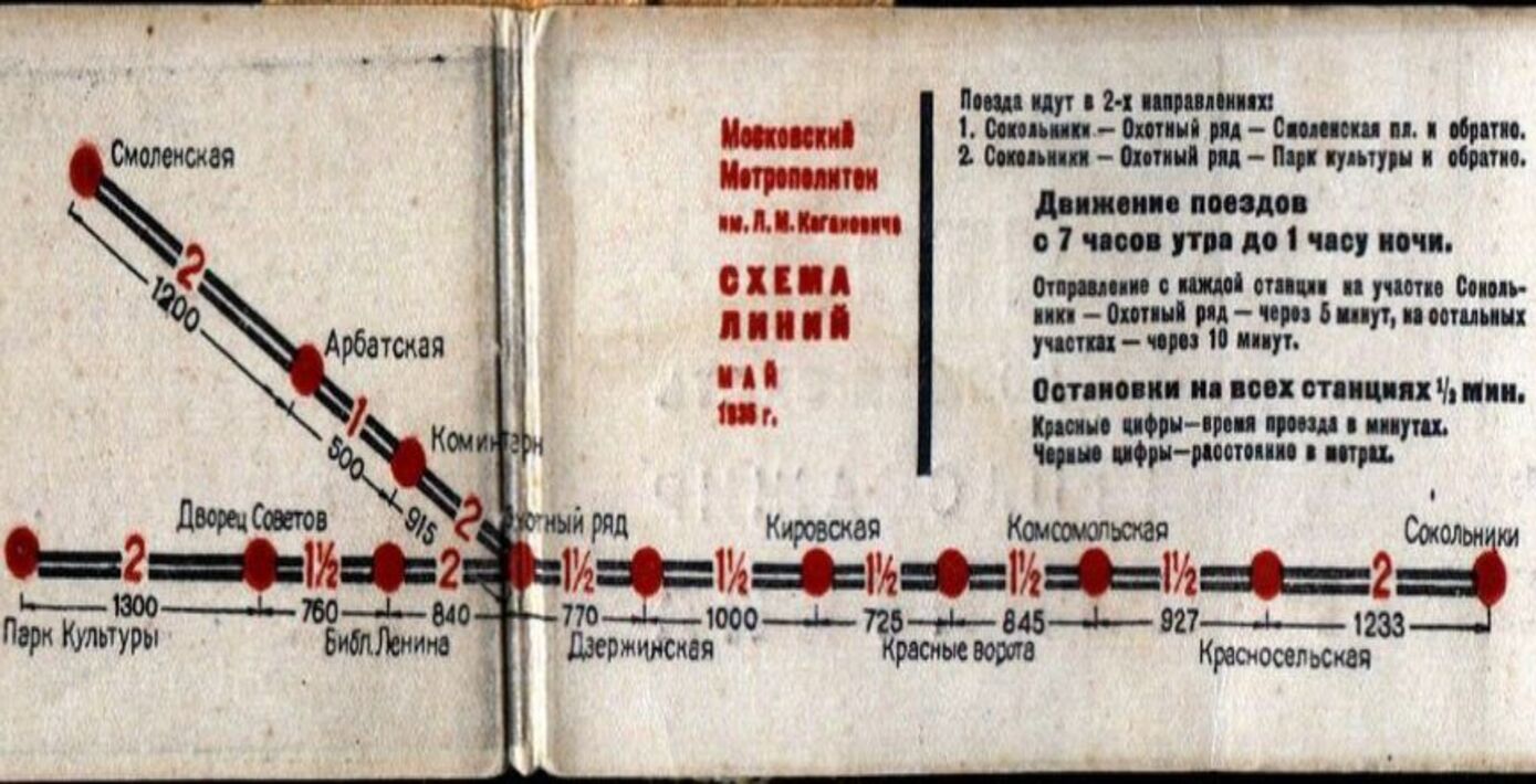 Самая первая карта метро москвы