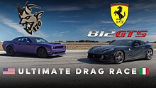 Масл-кар Dodge Challenger SRT Demon 170 и суперкар Ferrari 812 GTS сразились в гонке