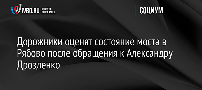 Дорожники оценят состояние моста в Рябово после обращения к Александру Дрозденко