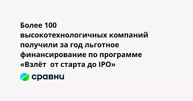 Более 100 высокотехнологичных компаний получили за год льготное финансирование по программе «Взлёт  от старта до IPO»
