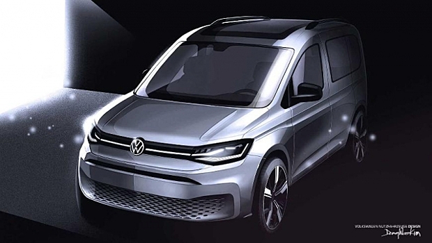 Volkswagen обнародовал тизер обновлённого фургона Caddy