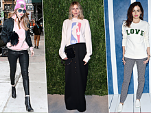 С чем носить свитшот: 5 необычных модных идей от звёзд