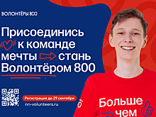 В Нижегородской области стартовал осенний прием заявок для участия в проекте «Волонтеры 800» в 2024 году