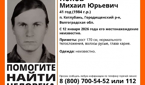 В Волгоградской области ищут мужчину, который без вести пропал 12 января