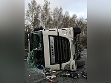 Фура перевернулась на трассе в Нижегородской области