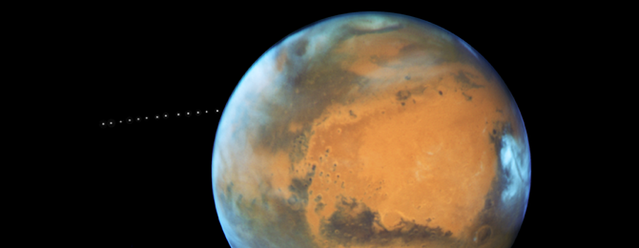 Хаббл зафиксировал Фобос на орбите Марса