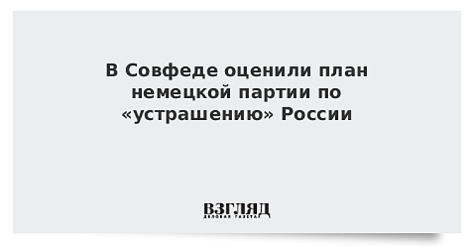 В Совфеде оценили план немецкой партии по «устрашению» России