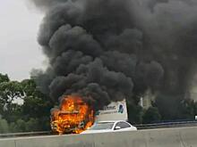 Горящая на МКАД фура попала на видео
