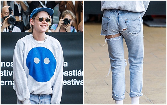 Кристен Стюарт прошлась в рваных джинсах по красной дорожке кинофестиваля в Сан-Себастьяне