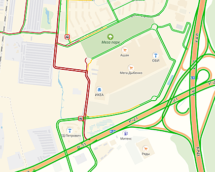 К "Меге Дыбенко" не проехать из-за четырёх аварий