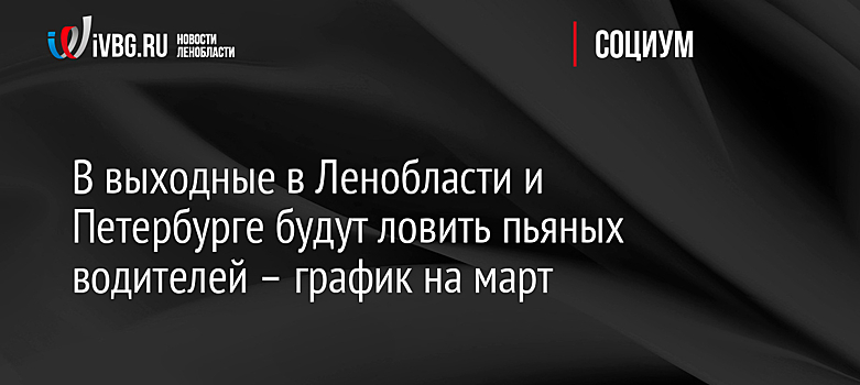 В выходные в Ленобласти и Петербурге будут ловить пьяных водителей – график на март