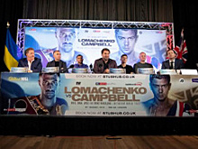 Ломаченко и Кэмпбелл напряжённо смотрят друг другу в глаза: фото и видео