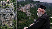 Грузинский монах 20 лет живет на сорокаметровом известняковом монолите в Имеретии