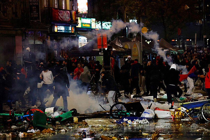 Беспорядки в Брюсселе после проигрыша Бельгии сборной Марокко, 27 ноября 2022 года