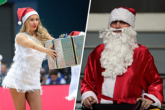 Чирлидерши с подарками, Дед Мороз — фанат и кульбит Йовича. Фото «Химки» — «Жальгирис»