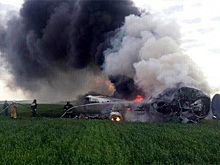 Появилось видео загоревшегося в Саратовской области Ан-26