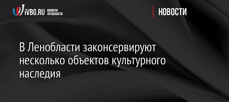 В Ленобласти законсервируют несколько объектов культурного наследия