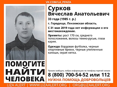 В Пензенской области разыскивают 33-летнего Вячеслава Суркова