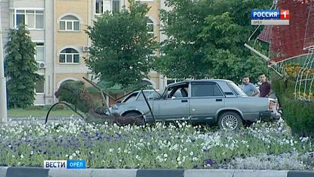 В Орле ВАЗ вылетел на клумбу и сломал дельфина