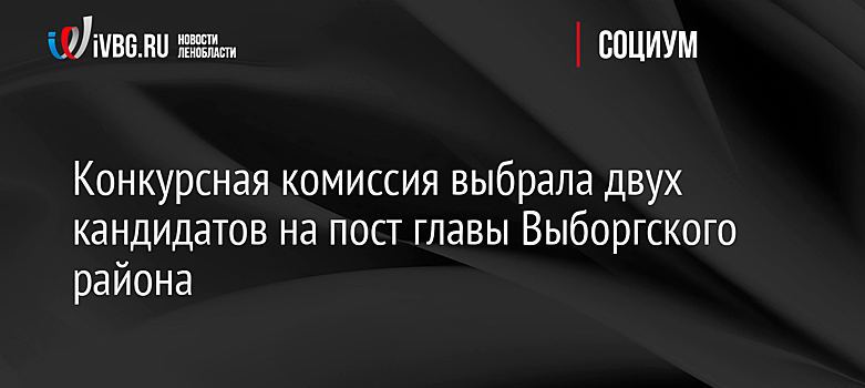 Конкурсная комиссия выбрала двух кандидатов на пост главы Выборгского района
