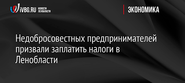 Недобросовестных предпринимателей призвали заплатить налоги в Ленобласти