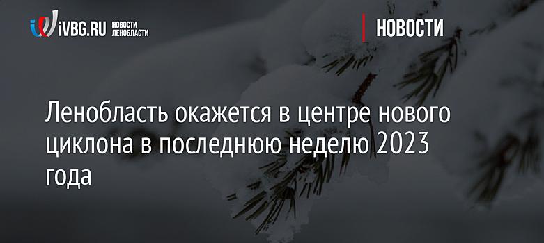 Ленобласть окажется в центре нового циклона в последнюю неделю 2023 года