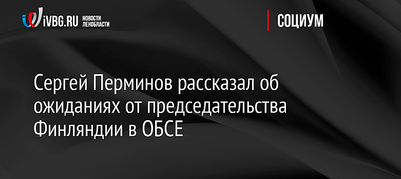 Сергей Перминов рассказал об ожиданиях от председательства Финляндии в ОБСЕ
