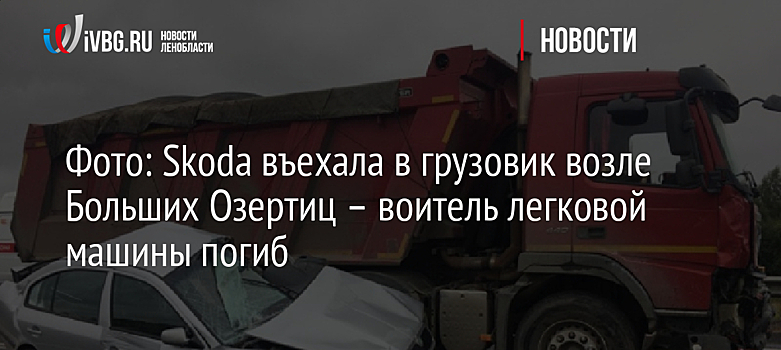 Фото: Skoda въехала в грузовик возле Больших Озертиц – воитель легковой машины погиб