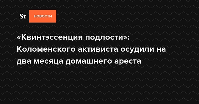 «Квинтэссенция подлости»: Коломенского активиста осудили на два месяца домашнего ареста