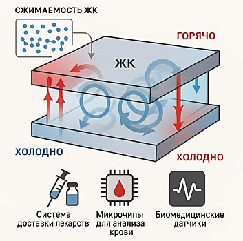 Потоками вещества в  жидких кристаллах  можно управлять с помощью нагрева