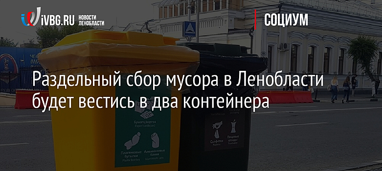 Раздельный сбор мусора в Ленобласти будет вестись в два контейнера