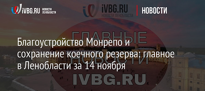 Благоустройство Монрепо и сохранение коечного резерва: главное в Ленобласти за 14 ноября