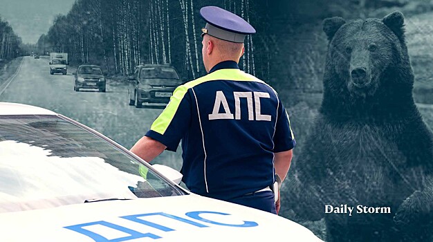 В Ленобласти рассказали, как гаишники спасали медведя, который бился на трассе о заградительную сетку
