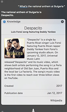Siri считает песню Despacito гимном Болгарии