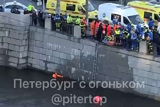 В Петербурге на набережной Обводного канала машина упала в воду
