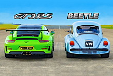 Дрэг-гонка: Porsche 911 GT3 RS против VW Beetle с мотором Tesla